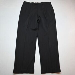 Turbury 34x32 Gray 100% Wool Cavalry Twill Pleated Cuffed Mens Pants